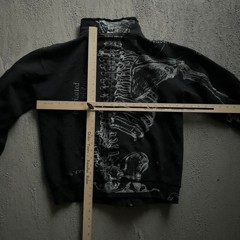 Vintage Iron Fist Zip Up Sweatshirt Medium Black 2000s Y2K Skeleton - Picture 7 of 10